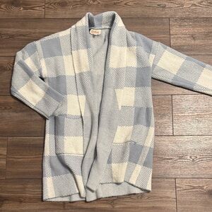 Listicle Light Blue Plaid Cardigan